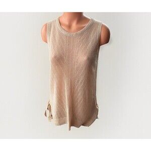 Hem & Thread Open Knit Sleeveless Sweater Size M Preppy NWT